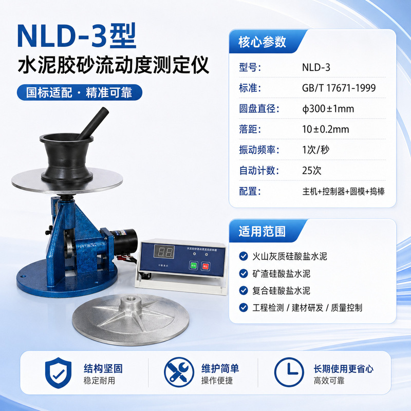 Nld-3 Type Cement Mortar Flowability Tester Electric Cement Shaking Table Cement Mortar Flowability Tester