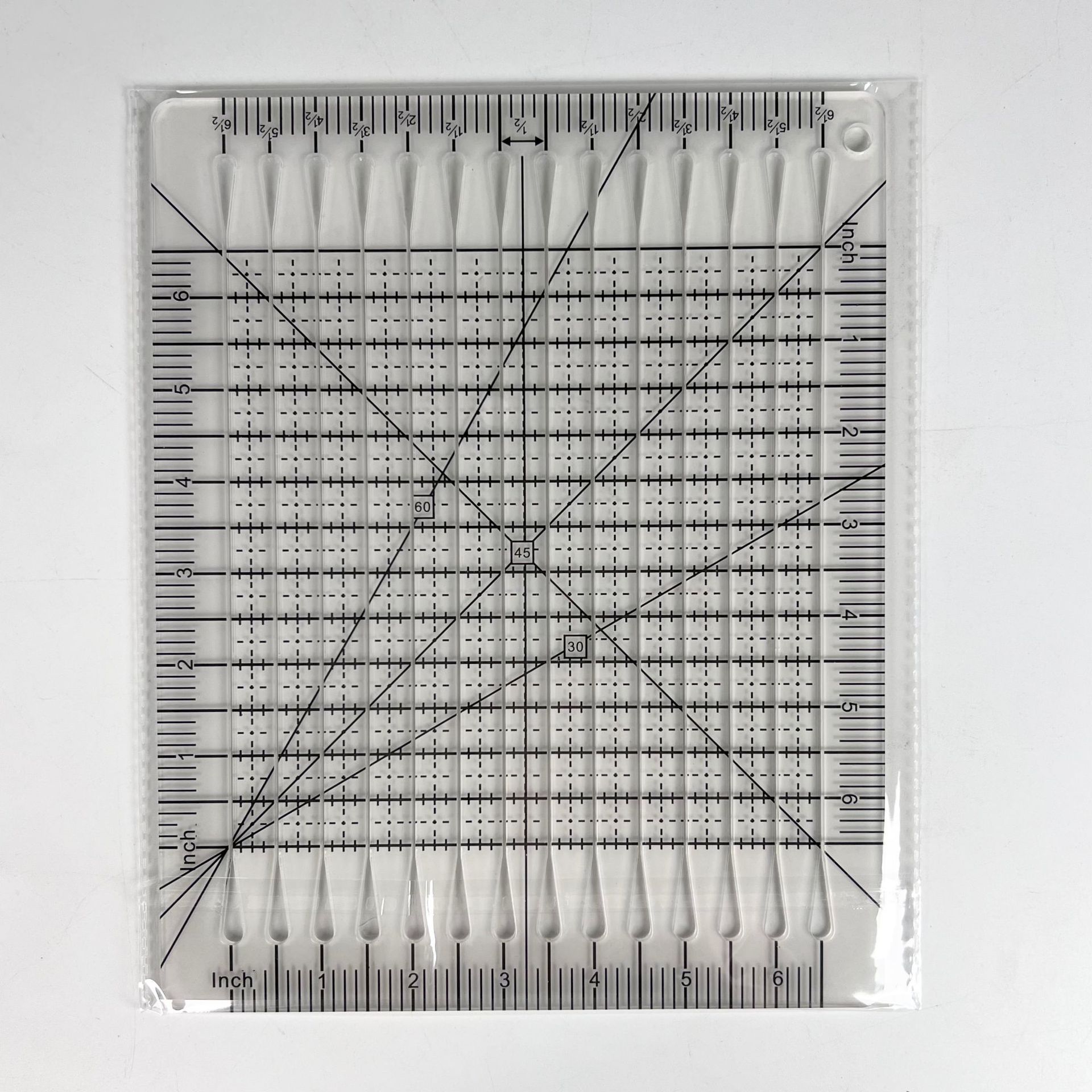Diseño de prendas de vestir acrílico 90 ° regla de costura de tela de corte de tela doble regla de patrón de tela de corte