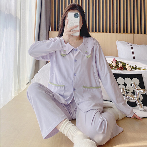 Maternity Pajamas Summer Modal Nightgown Pregnant Women's Wear Spring Pregnant Women's Set Pure Cotton Summer Wearable 100% Cotton Nursing Dress