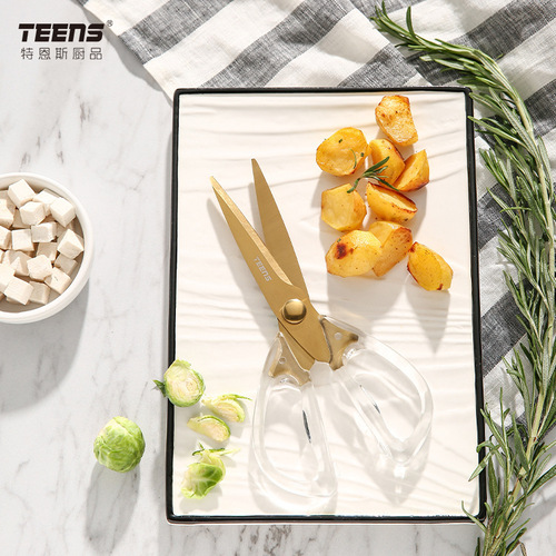 Ternes Acrylic Kitchen Shears Multifunction Powerful Chicken Bone Shears Seafood Shears BBQ Meat Vegetable Shears Stainless Steel Shears