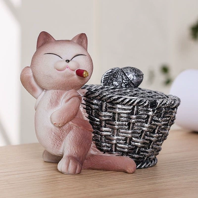 Car ashtray – Gift, Living Room Decoration - cat-carrier-with-lid-brown