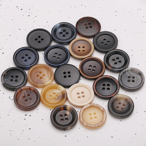 Patterned resin button suit blazer round four-eye button windbreaker woolen coat decorative hand-stitched buttons