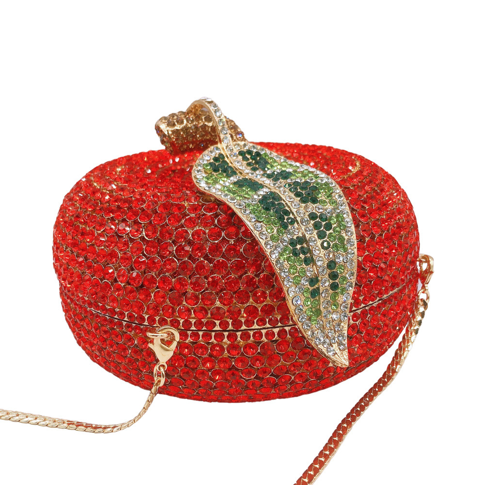 Apple stone evening bag, bolsas de cena de diamantes de manzana transfronterizas, bolsas de diamantes de mano de Nochebuena