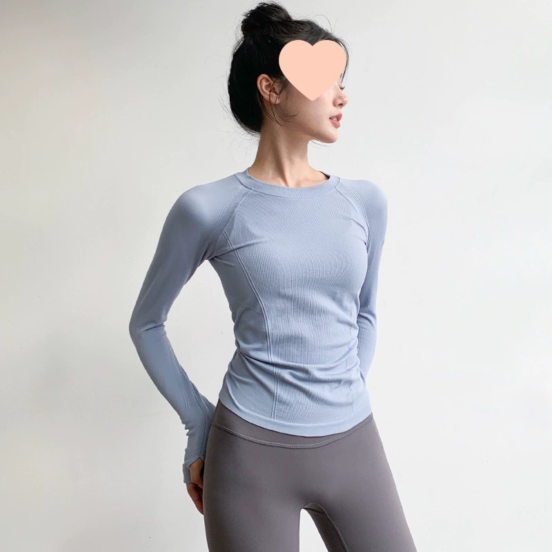 Одежда для йоги для женщин, с круглым вырезом, облегающая, высокоэластичная, для похудения, с длинными рукавами, профессиональная одежда для бега, быстросохнущая одежда для фитнеса, осенние и зимние стили.