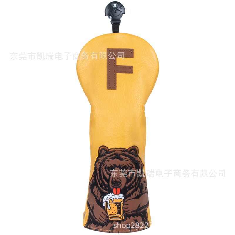 ファクトリーゴルフカバー ゴルフ用品 パターカバー クラブカバー フェアウェイウッド ブラウンベア刺繍クラブ保護カバー|undefined