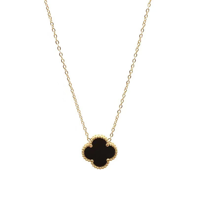 15mm Side Groove Necklace Classic Four-Leaf Clover Clavicle Chain Non-Fading Women's Versatile Niche Accessible Luxury Clover Decoration