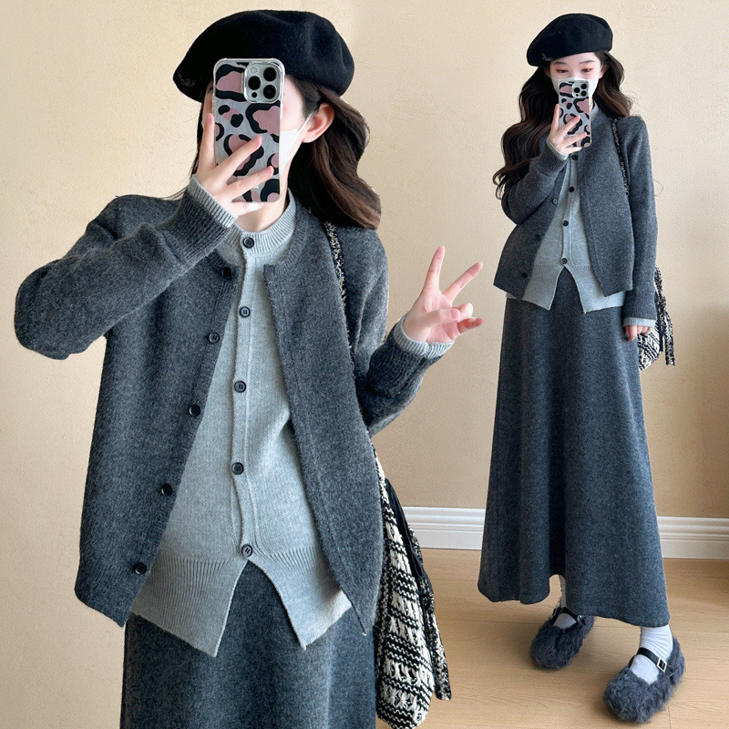 임산부 원피스 봄 가을 겨울 아우터웨어 스웨터 상의 니트 스커트 투피스 스커트 겨울 의류 여성