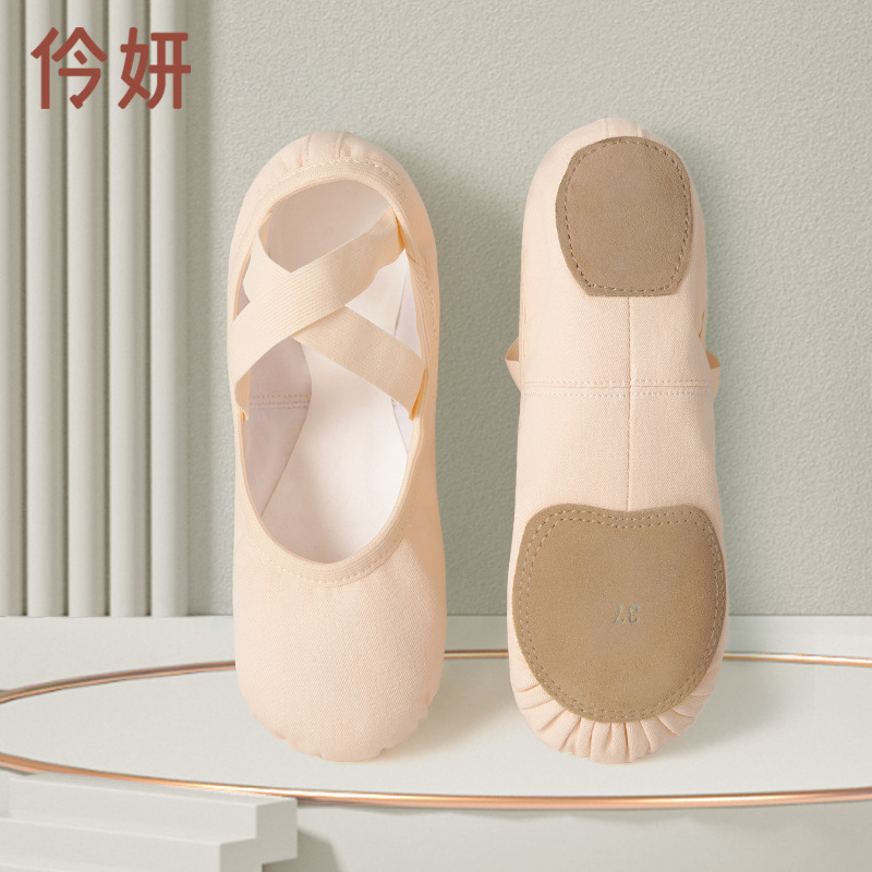 Zapatos de baile de las mujeres de fondo suave para adultos Examen de arte profesional práctica corporal zapatos elásticos sin cordones de tela elástica completa Ballet
