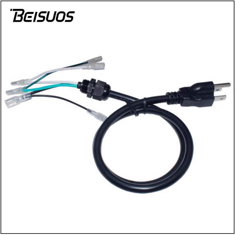 美规三插AC电源线美式三插美标延长线带格兰头线尾加工187自锁端