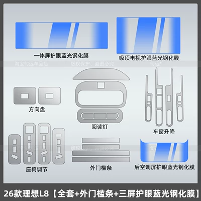 26 Types of Ideal L8: Car interior film - 26-ideal-l8-full-set-outer-sill-strip-three-screen-eye-protection-blue-light-tempered-film