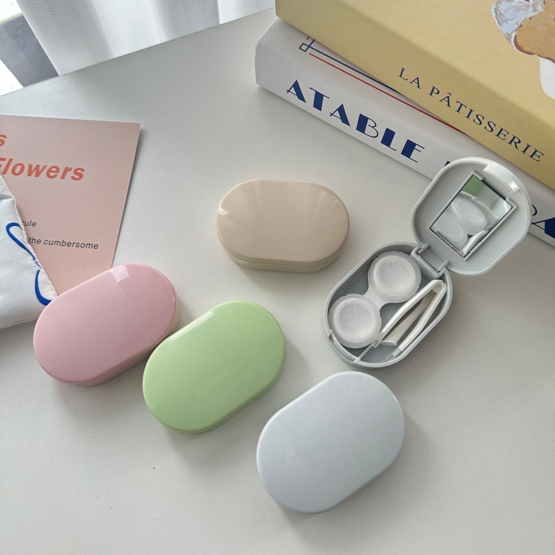 ins卡通简约高级感小清新美瞳盒便携式小巧可爱隐形眼镜盒