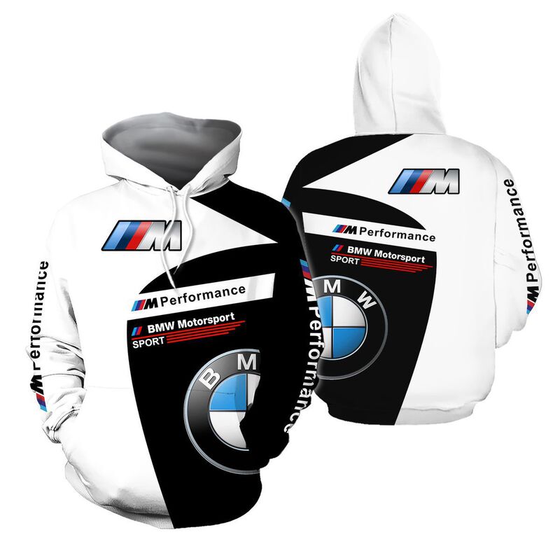 2023 new style multi-white BMW M Power Men's 3D digital printing hoodie sweater fashion