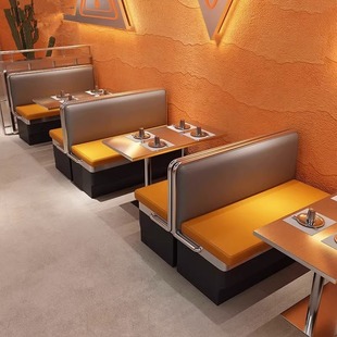 Barbecue Restaurant Hot Pot Restaurant Stainless Steel Card Seat Sofa Industrial Style Western Restaurant Cafe Tea Restaurant Dining Table and Chair Combination