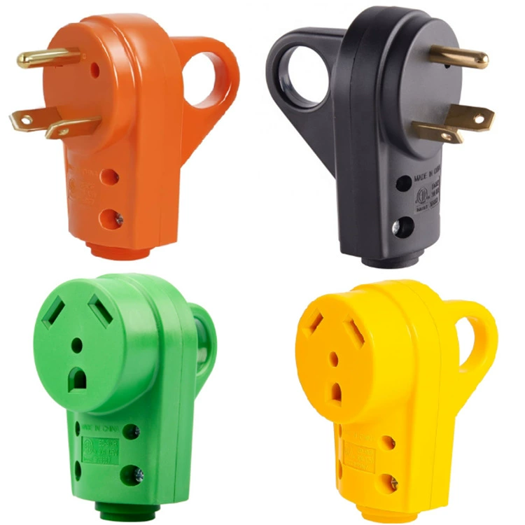 Американская вилка RV 125V с задним кольцом для вытягивания, 30А, черный нейлоновый медный штекер, разъем для мужского и женского штекера