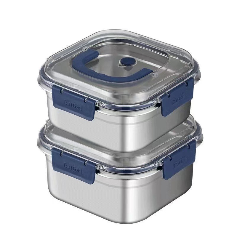 Fábrica de acero inoxidable caja de almacenamiento de sello doméstico portátil caja de frutas de picnic caja de almacenamiento refrigerador congelación