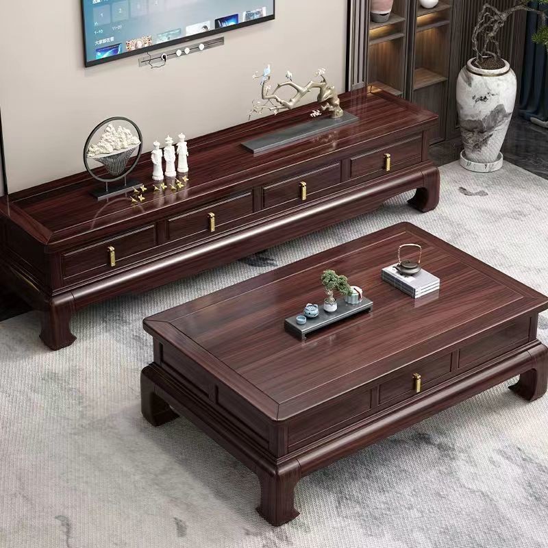 新中式全实木电视柜家用客厅古典整装长条影视柜背景柜地柜落地柜