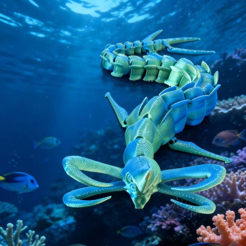 Cross-Border Foodie Model 3D Printed Deep-Sea Monster Maya Blue Leviathan Monster Figurine