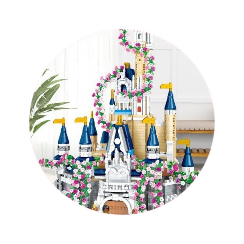 벚꽃 성 건물 블록 2024 새로운 스타일 장난감 소녀 성인 높은 어려움 건축 선물