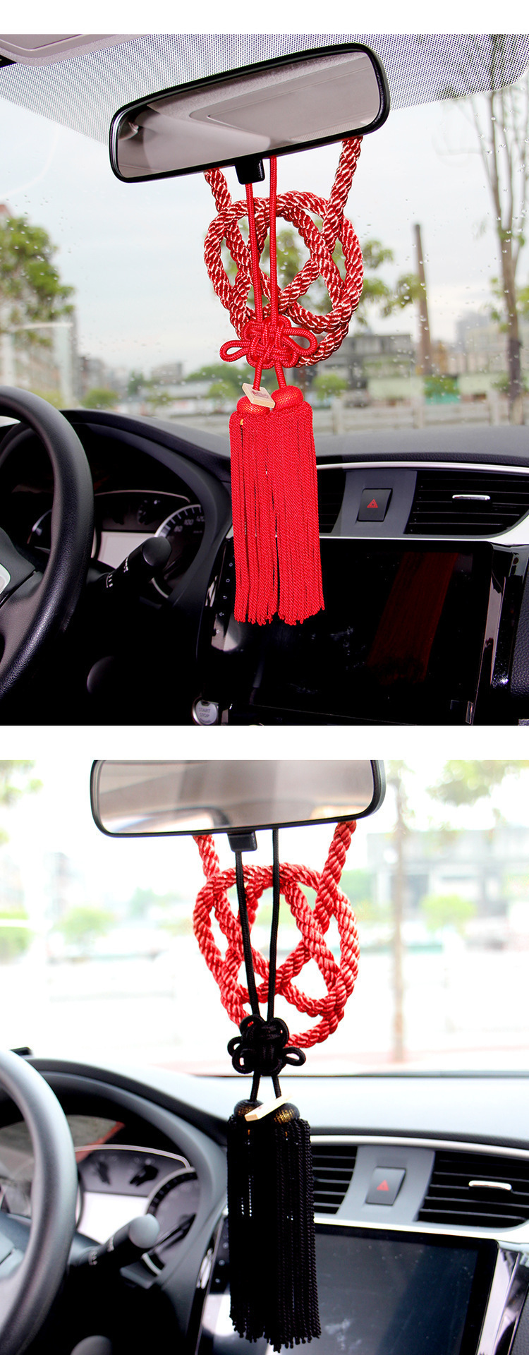 Cross-Border Rearview Mirror Ornaments Jp Chrysanthemum Knot + Jp Diamond Rope Car Rearview Mirror Ornaments Personalized Car Ornaments