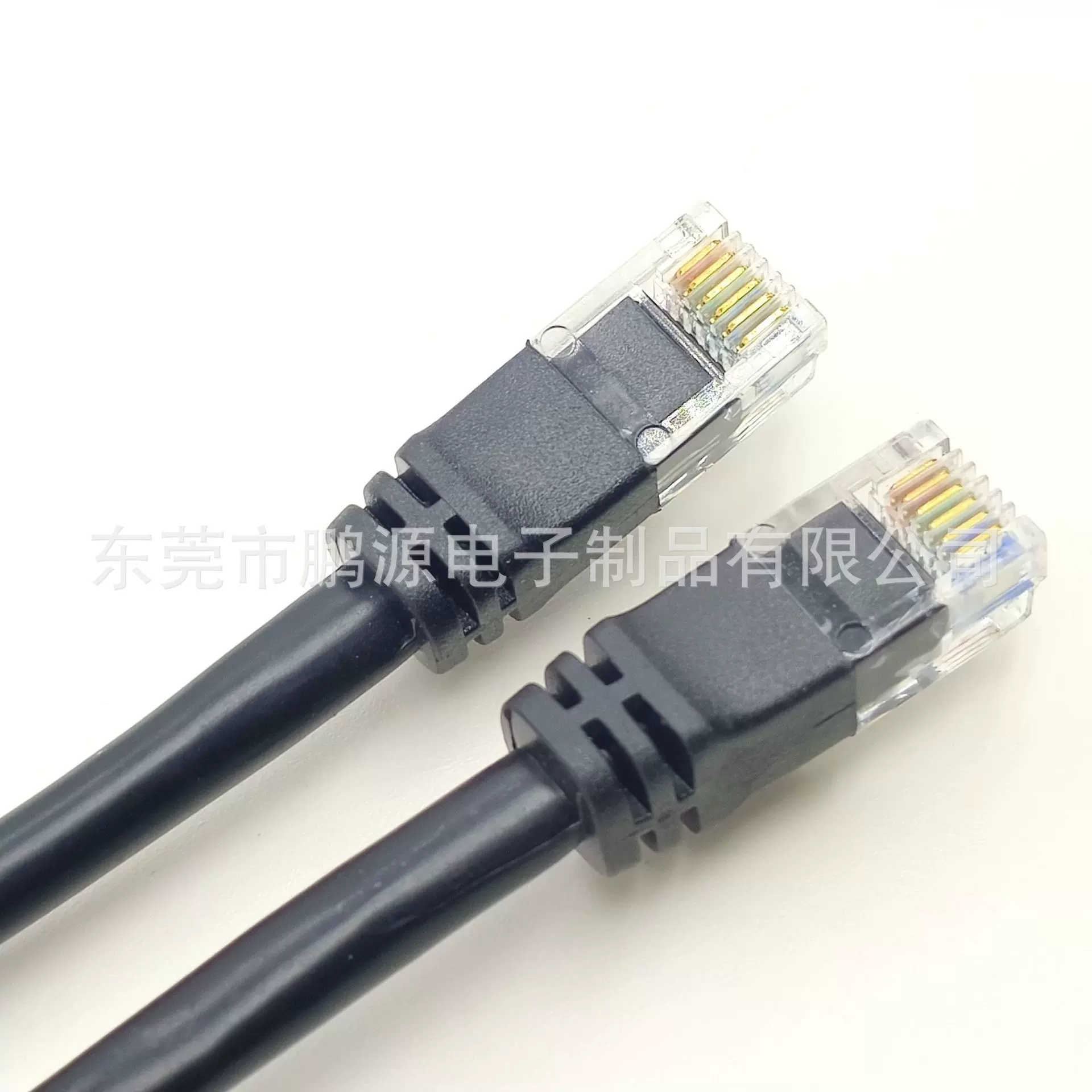 黑色圆型电话线RJ12注塑水晶头电话线 UTP电话线网络电话线0.5M