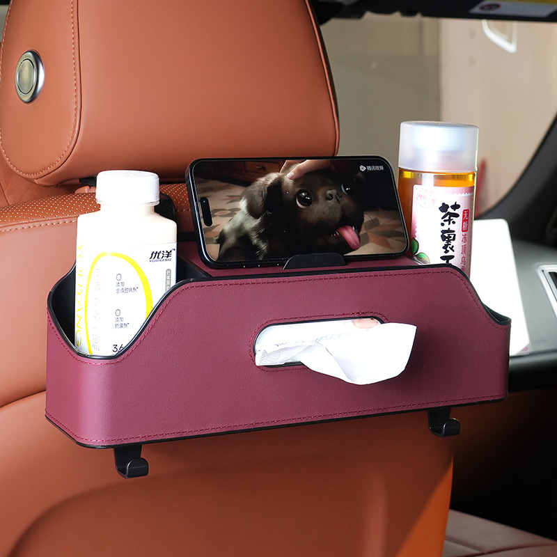 Qìchē – Car storage bag/box Car Interior Tissue Box - wine-red