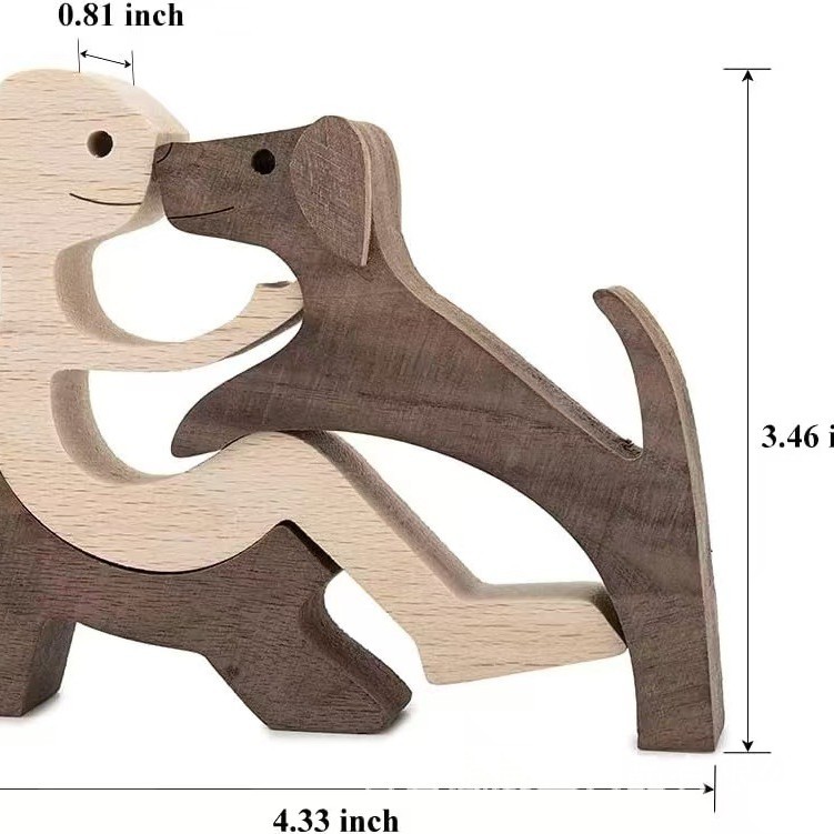 Decoración creativa de madera maciza para mascotas, decoración del hogar, hombre de madera y perro, artesanía conmemorativa, escritorio de oficina, pequeña talla de madera