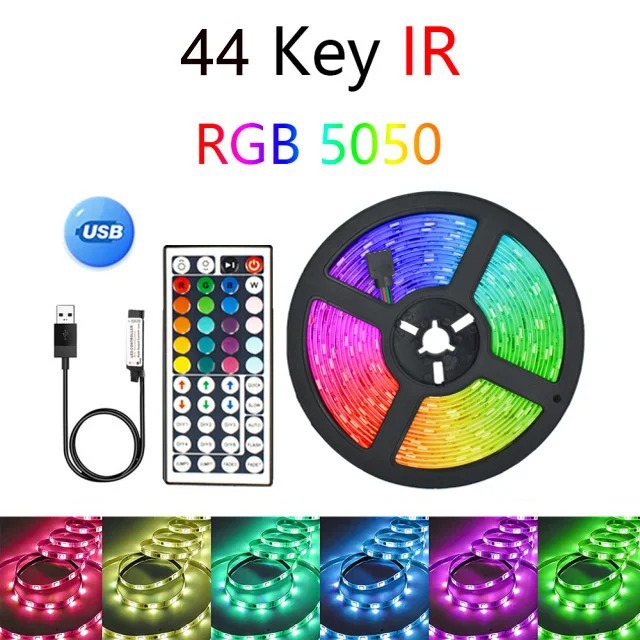 Kit de tiras de luz LED RGB de 5V inteligentes con control remoto wifi para mayoristas, tiras de luz coloridas para fondo de TV y luz de ambiente.