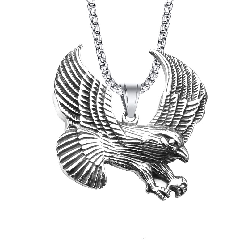 Stainless pendant, titanium steel flying eagle necklace, men's best-selling hang tag necklace_voghion.com