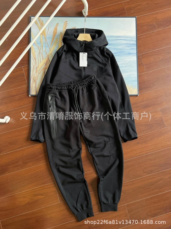 男子跨境耐钩子运动宽松训练休闲透气连帽防风针织夹克外套FB7922|undefined