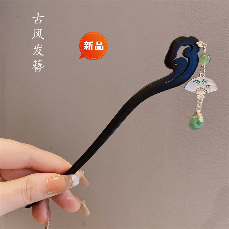 Nueva horquilla de estilo antiguo chino, horquilla de madera femenina, borla, paso a paso, nueva horquilla de estilo chino, horquilla simple