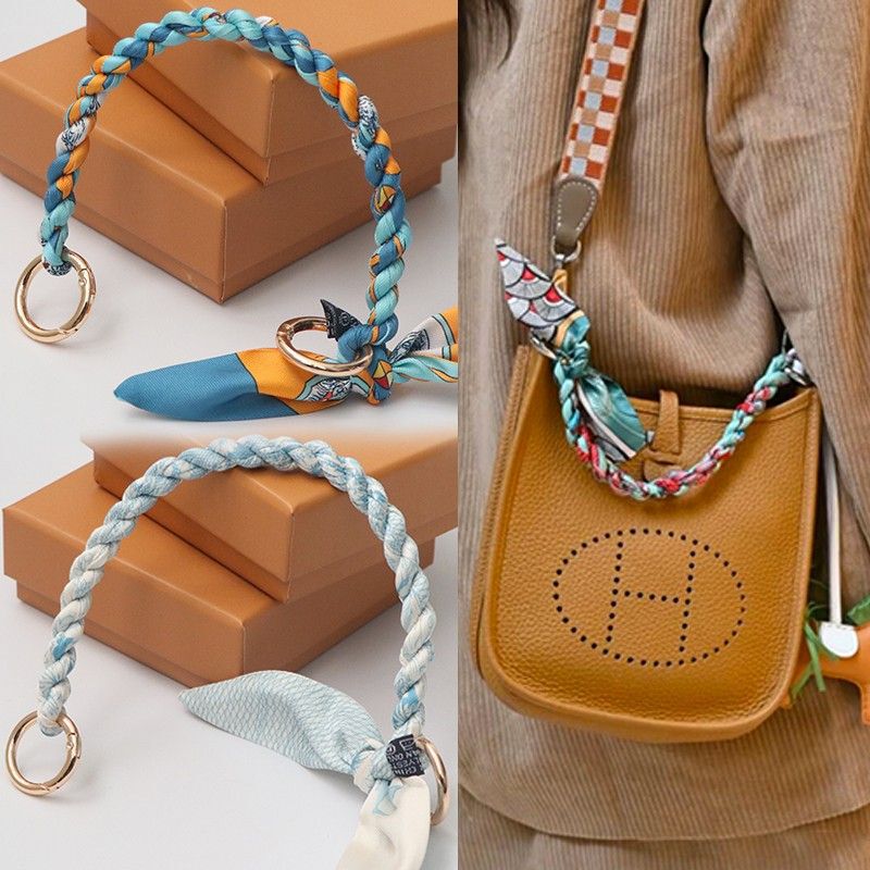 Evelyn Shoulder Strap Silk Scarf Woven Rope Bag Handbag Handbag with Transformed Women's Handbag with Handbag with Handbag Accessories