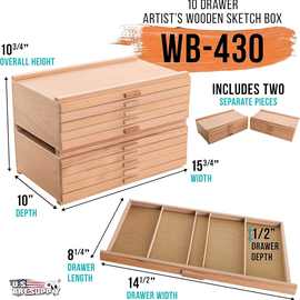 木质画家收纳盒绘画套装礼盒抽屉式蜡笔铅笔马克笔分格收纳整理盒