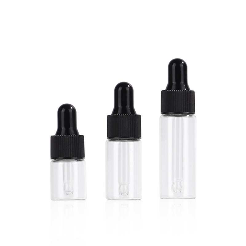 Botella de goteo botella de aceite esencial botella de esencia cosmética líquido muestra pequeña botella vacía portátil botella de vidrio 5 / 10ml