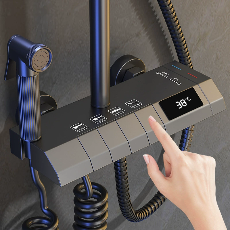 Душ Душ Душ Душ Душ Домашний пистолет Серый полный медный термостатический насадка с наддувом Лин Йи