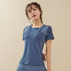New summer yoga wear, sports quick-drying fitness clothes, women's fashionable quick-drying short-sleeved T-shirts, mesh splicing sportswear