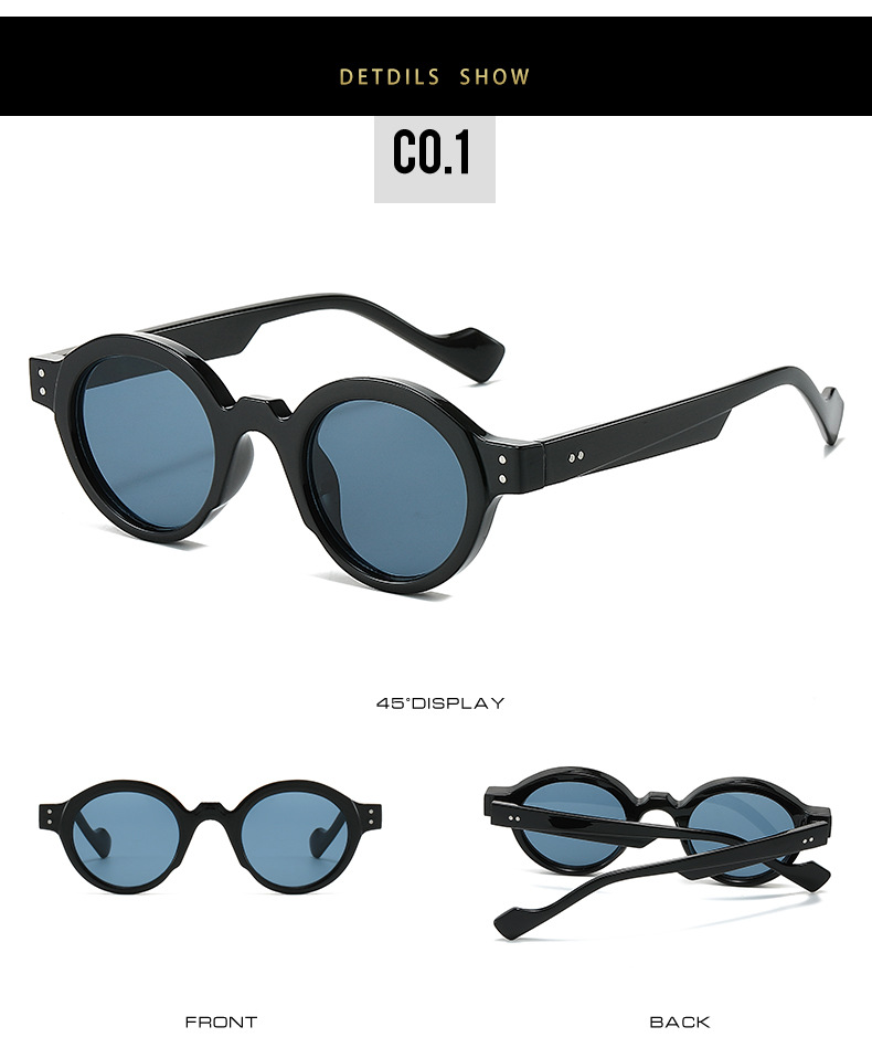 45g Weight Full Frame Glasses Structure Sunglasses Classification PC, UV400 Protection Lens Material Round Frame Glasses Style Travel, Daily Occasion Color Block Pattern All Seasons Season Unisex Gender Casual, Simple Style Style Blue Color Casual Simple Style Color Block PC UV400 Protection Round Frame Full Frame Women's Sunglasses 5