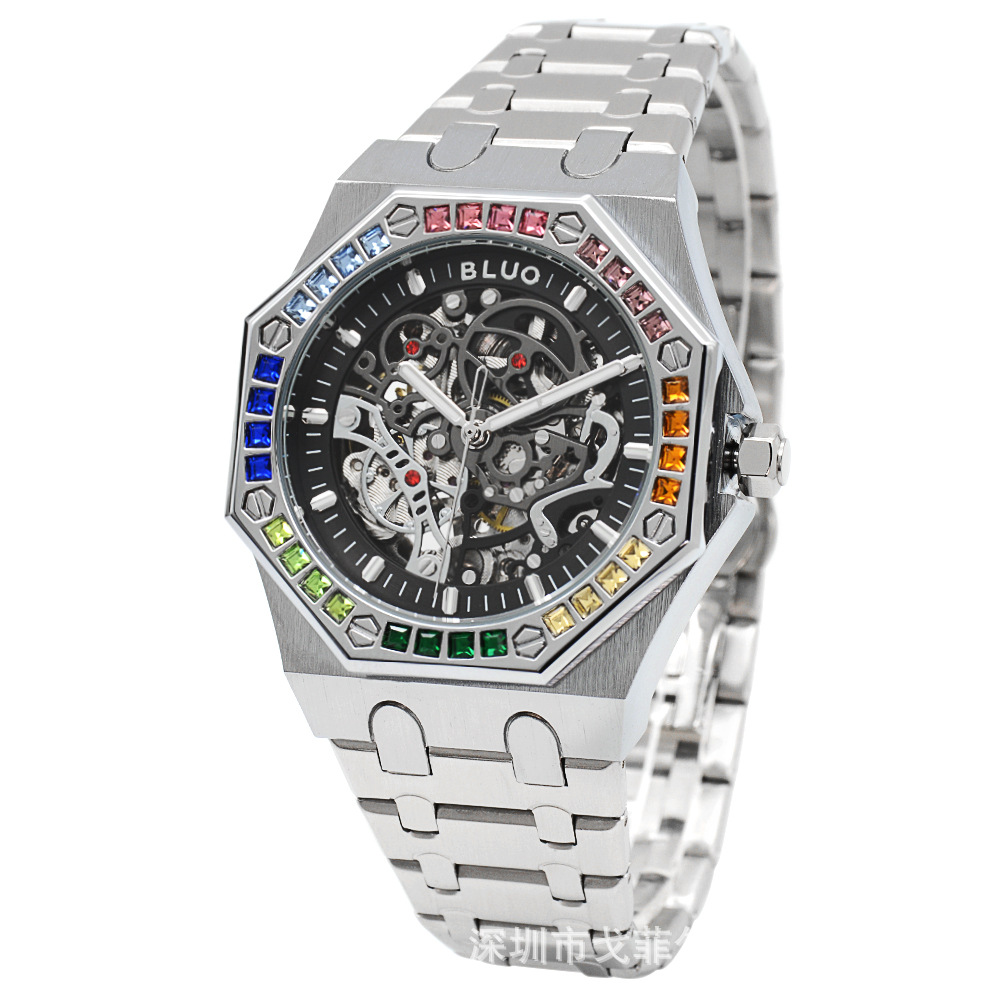 Bilo BLUO Rainbow Personalized Men's Watch Automatic Mechanical Watch Men's Stainless Steel Strap Watch Men