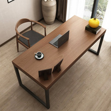 北欧个人家用实木洽谈办公桌组合现代简约四人位铁艺办公电脑桌椅