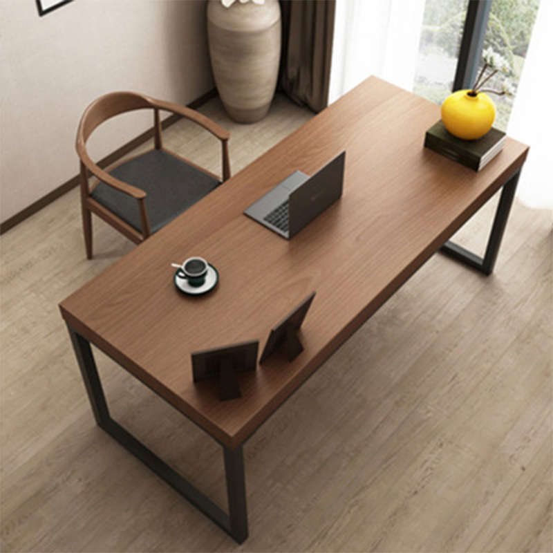 北欧个人家用实木洽谈办公桌组合现代简约四人位铁艺办公电脑桌椅