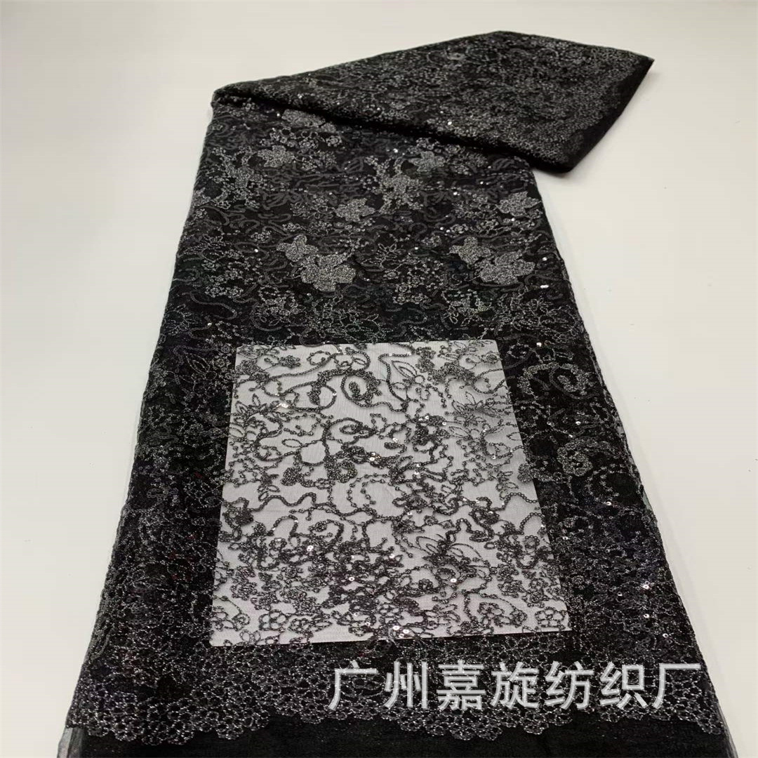 Nuevo multicolor tela de bordado de sequillas de malla Dai falda cheongsam encaje compuesto de hilo bordado brace image 9