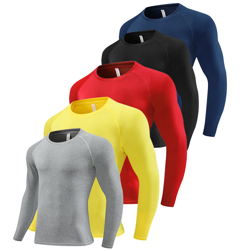 Cross-border Crewneck High-elastic Sports Tight Clothes Men's Long-sleeved Quick-drying T-shirt Sports Running Fitness Clothes Quick-drying Clothes Cross-border Crewneck High-elastic Sports Tight Clothes Men's Long-sleeved Quick-drying T-shirt Sports Running Fitness Clothes Quick-drying Clothes