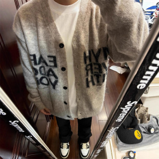 American Style Retro Soft Waxy Sweater Cardigan Jacket Men's Autumn and Winter Fashion Brand Lazy Style High-grade cleanfit Jacket
