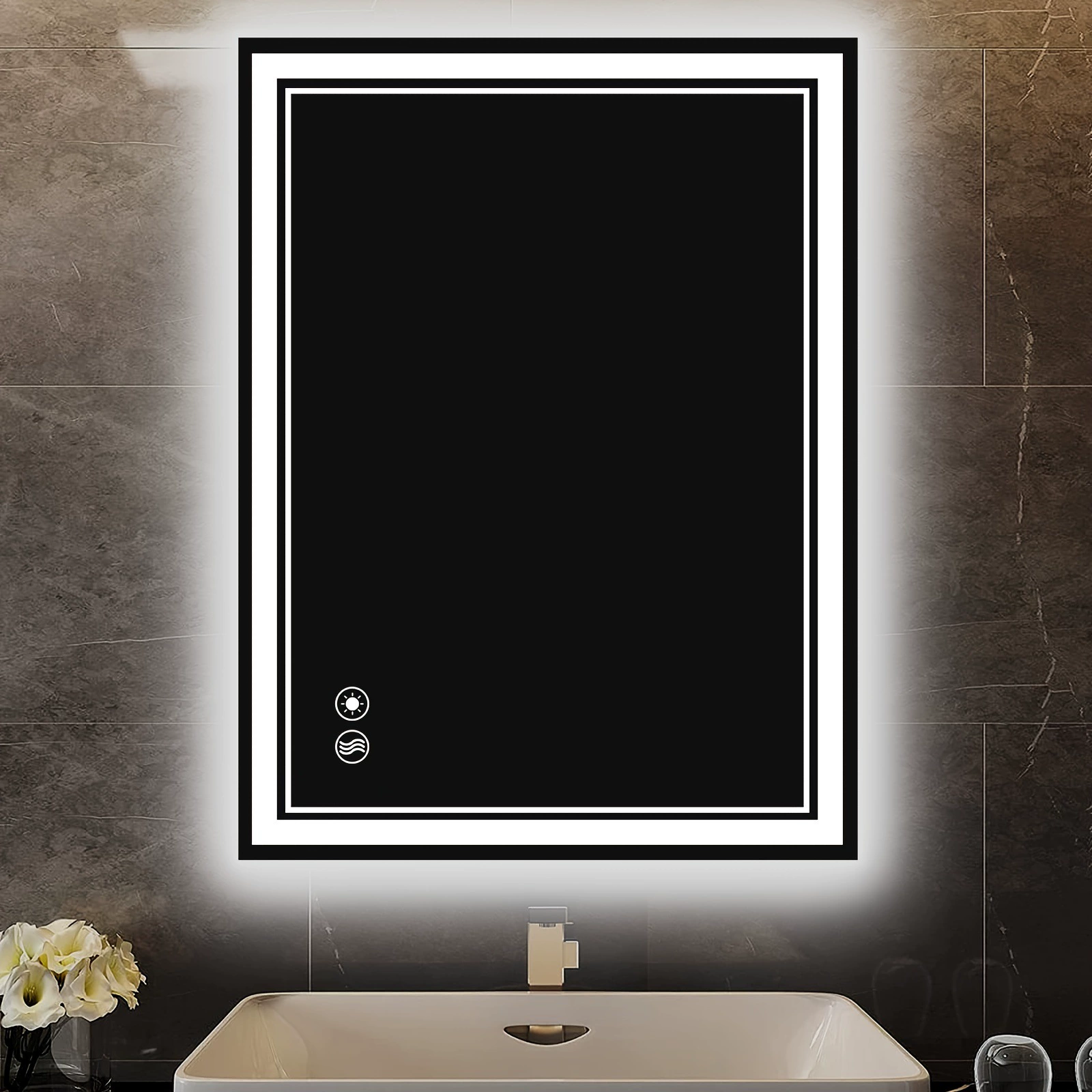 2025 новых кросс-бордерных зеркал для ванной с подсветкой, антизапотевающим покрытием, размером 24x32'' и 20x28'', для дропшипинга