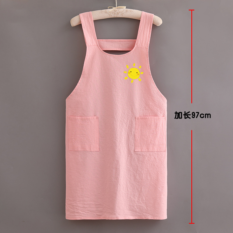 Delantal de algodón puro 2023 nueva cocina doméstica antiincrustante transpirable de manga larga ropa de trabajo de mujer cintura para adultos