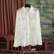 2434205-时尚气质法式复古立体花朵长袖蕾丝水溶花镂空衬衫上衣女