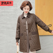 大码妈妈装PU棉衣外套2024冬装新款中老年女宽松免洗易打理棉服女