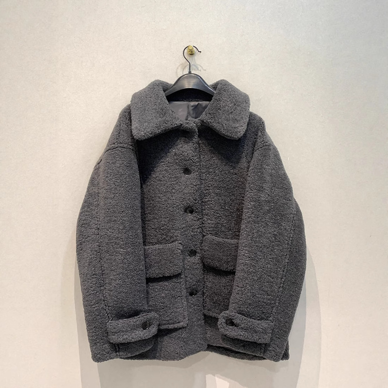 Dry Crane Style Autumn and Winter Vintage Fashionable Lapel H-Type Classic Workwear Fur Coat Small Slim Look Jacket