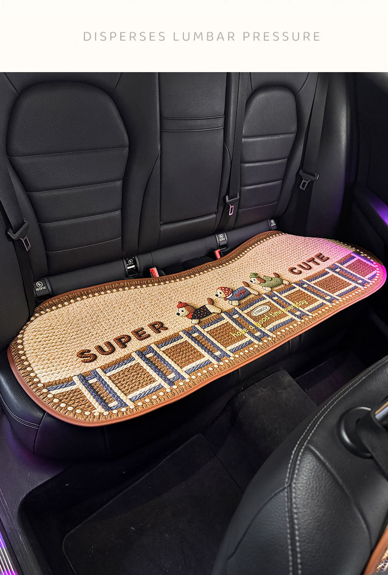 Linen Car Seat Cushion, Universal for All Seasons, High-End and Cute, Breathable Summer Cooling Pad for Women, Car Seat Cover Cushion