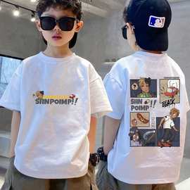 男童短袖t恤夏季2023新款潮牌漫画少年中大童纯棉韩版宽松ins上衣