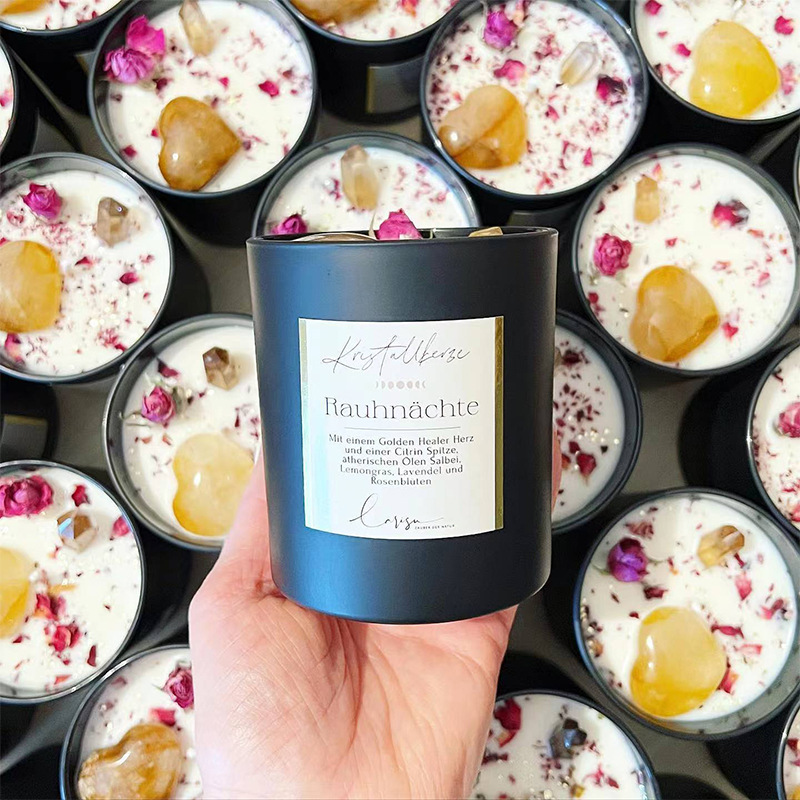 Flores secas de cristal hechas a mano transfronterizas de cera de soja de color cera de aroma vela de alta calidad regalo de mano de vacaciones